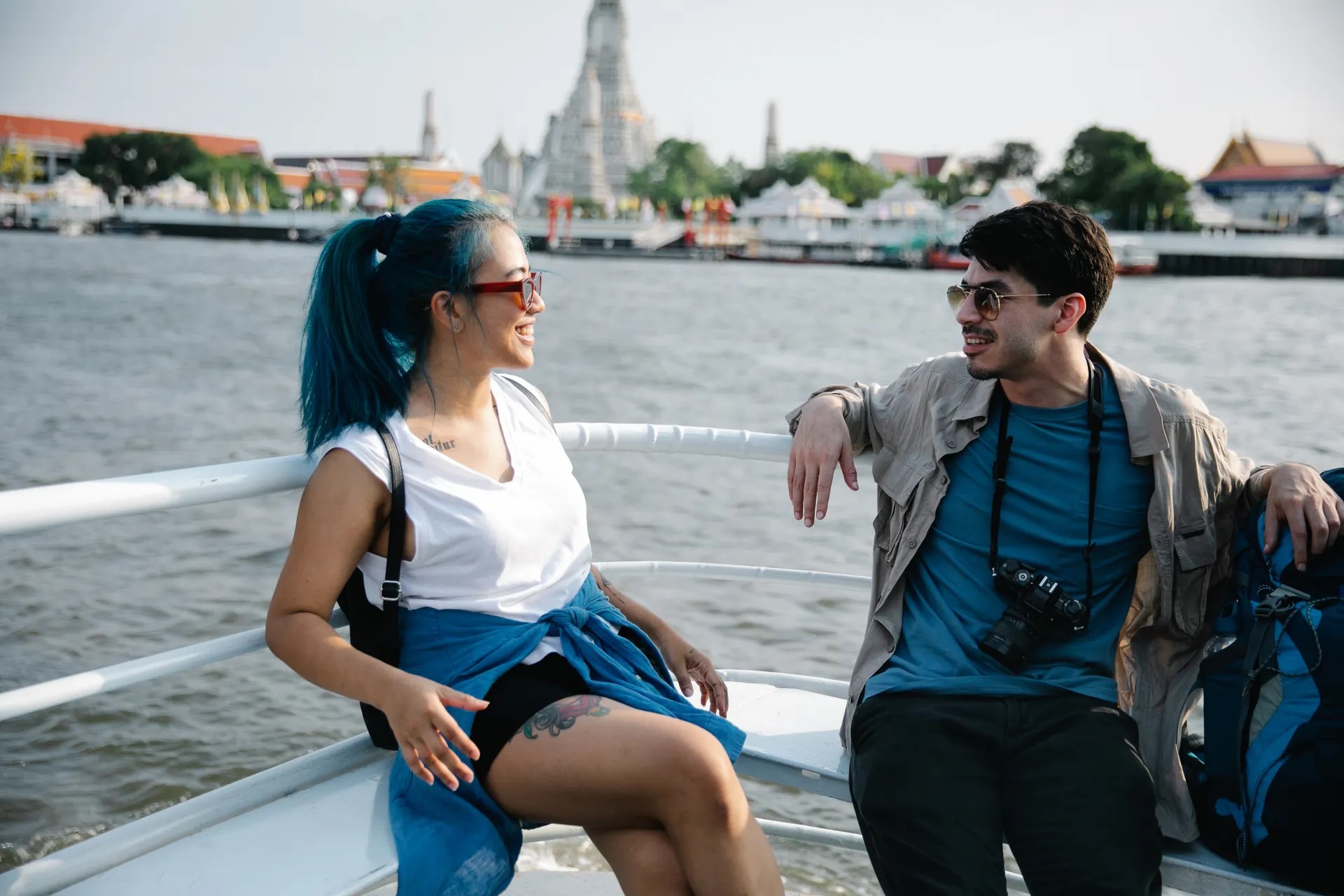 Two travellers exploring an international destination